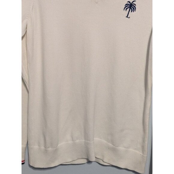 Lilly Pulitzer Long Sleeve Shirt Size M White Stretch Vintage V Neck Logo - Picture 8 of 15
